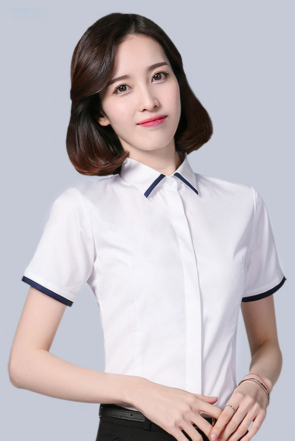 女士白色短袖襯衫定制